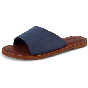 Women's Dark Blue Carly Slide Sandal Vegan Leather Memory Foam Insole Shoes